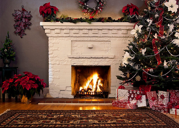 E   Red - H-Fireplace-Christmas
